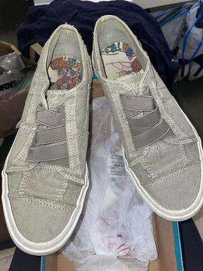 Blowfish Malibu Marley Light Gray Wash Slip-On Canvas Sneakers